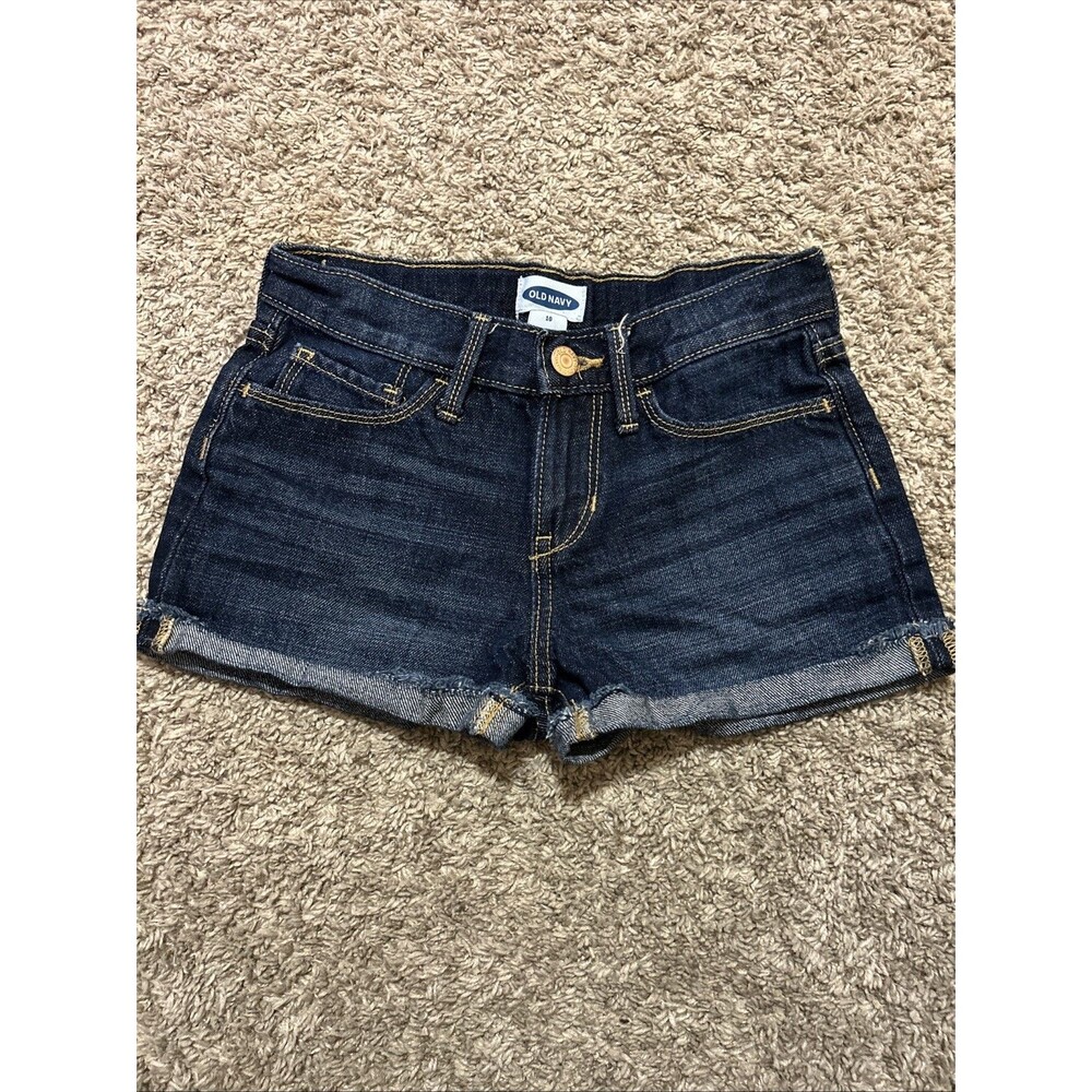 Old Navy Cuffed Shorts Girls 10 Blue Stretch Dark Wash